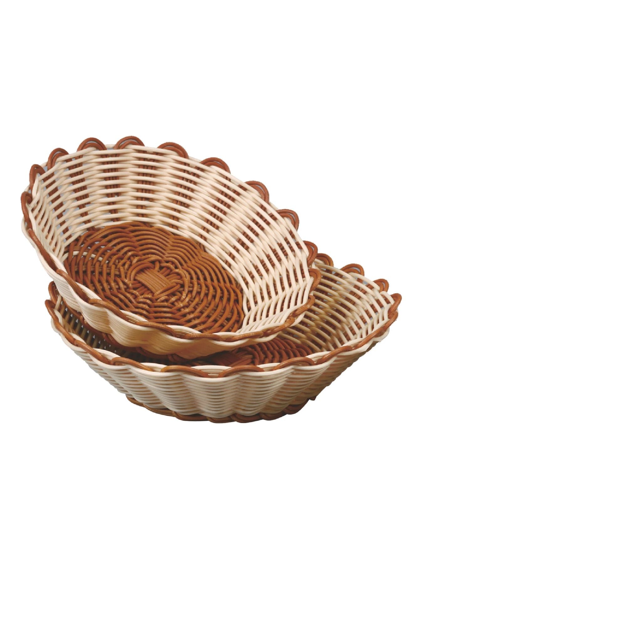 Cesto redondo de vime, aba reta, 23 cm, castanho bicolor