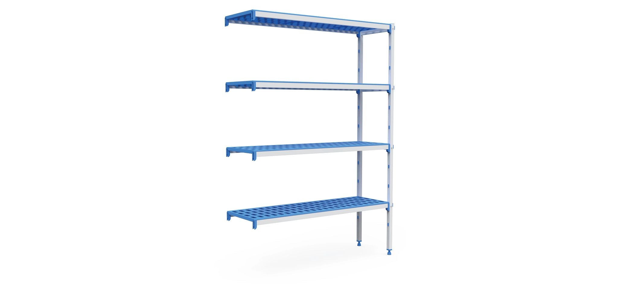 Prateleira modular de canto de 4 níveis 4245 x 555 x 1750 mm