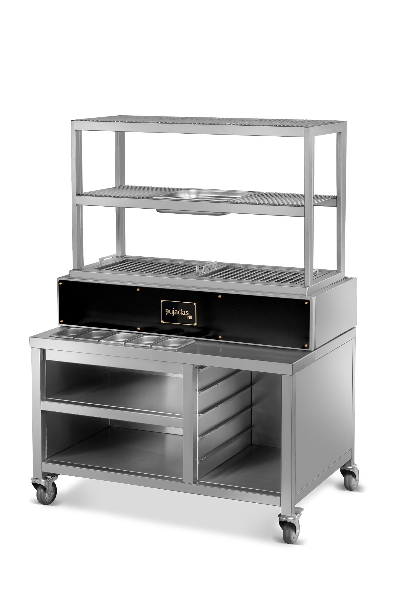 Robata com mesa e base refratária, preta