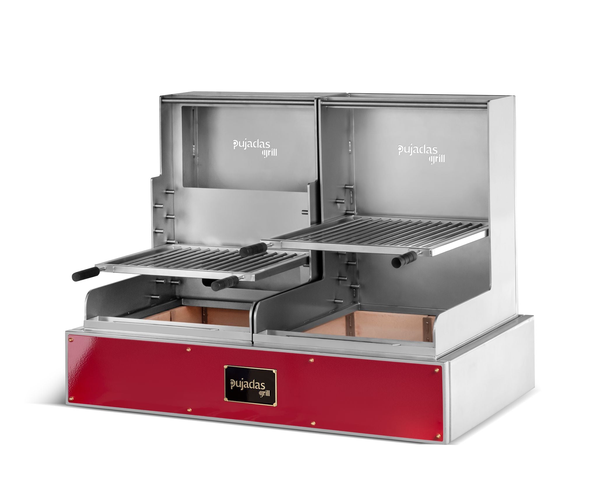 Grelha aberta Lite 0B em V com base de bancada, vermelha