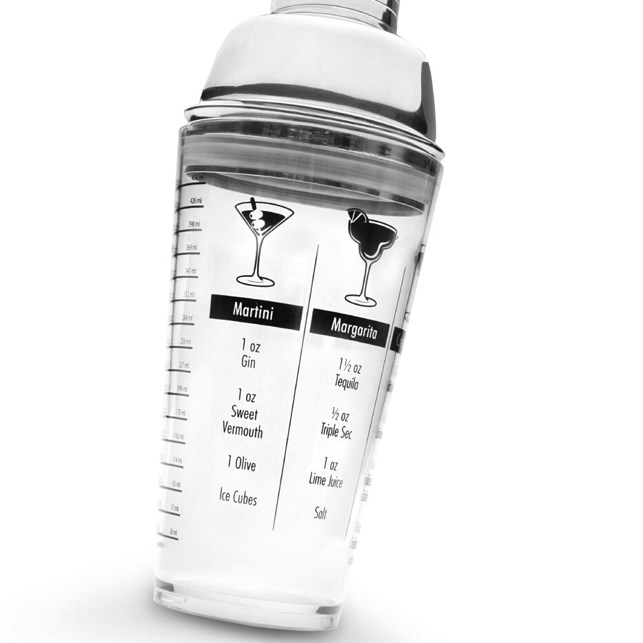 Coqueteleira de acrílico com tampa de aço inoxidável, 450 ml